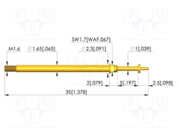 Test needle; Spring compression: 4mm; 5mm; 8A; CuBe; gold-plated