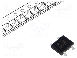 Bridge rectifier: single-phase; Urmax: 100V; If: 1A; Ifsm: 30A; SMT