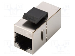 RJ 45 coupler; Keystone; silver; Cat: 5e; RJ45 socket,both sides