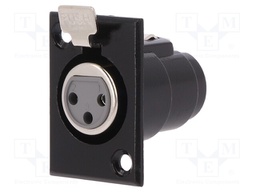 Socket; XLR; female; PIN: 3; with push button; soldering; black