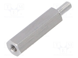 Screwed spacer sleeve; Int.thread: M2,5; 18mm; Ext.thread: M2,5