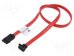 Cable: SATA; SATA plug,SATA plug angled; 0.5m; red; Core: Cu; 26AWG
