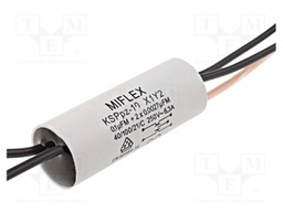 Capacitor: polypropylene; X1,Y2; ±20%; Ø22x43mm; Leads: cables