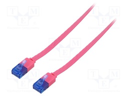 Patch cord; U/UTP; 6a; stranded; Cu; PVC; pink; Len: 2m; 32AWG