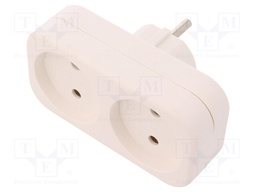 Connector: AC supply; splitter; Layout: 2P; Type: round; white; 16A