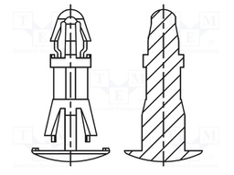 Assembly stud; polyamide 66; L: 19.1mm; latch/latch; UL94V-2