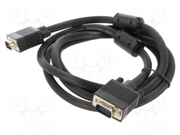 Cable; D-Sub 15pin HD plug,both sides; black; 1.8m; 30AWG