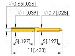 Test plug; L: 11mm; test needles; Dim: Ø0.65x11mm; plug