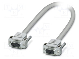 Cable; D-Sub 9pin socket,both sides; PVC; Len: 3m; grey; Core: Cu