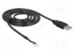 Cable; USB 2.0; USB A plug,5pin pin header; 1.5m; 28AWG; black