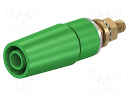 Socket; 4mm banana; 32A; 1kV; green; gold-plated; insulated