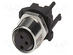 Connector: M8; female; PIN: 3; 4A; 48V; IP67; straight; unshielded