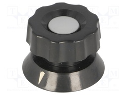 Knob; with pointer; bakelite; Shaft d: 6mm; Ø38x28mm; black