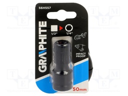 Adapter; Mounting: square 1/2" / hexagon 1/4"; impact