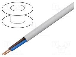 Wire; H05VV-F; 2x1mm2; stranded; Cu; PVC; white; 300V,500V