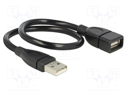 Cable; USB 2.0; USB A socket,USB A plug; 0.35m; black; Øcable: 5mm