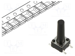 Microswitch TACT; SPST; Pos: 2; 0.05A/12VDC; SMT; 2.45N; 6x6x3.5mm