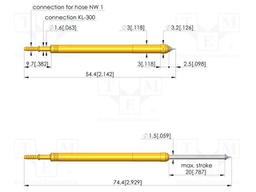 Test needle; Spring compression: 12mm; 20mm; 10A; steel; Ø: 2mm