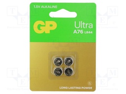 Battery: alkaline; LR44; 1.5V; non-rechargeable; 4pcs.