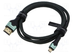 Cable; HDMI plug,micro HDMI plug; textile; HDMI 2.1; 4K,8K; 1m