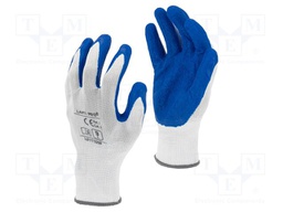 Protective gloves; Size: 7; navy blue-white; latex,polyester
