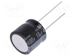 Capacitor: electrolytic; THT; 10uF; 400VDC; Ø16x15mm; Pitch: 7.5mm