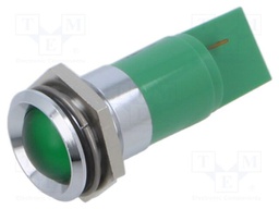 Indicator: LED; prominent; green; 24VDC; Ø22.3mm; ØLED: 15mm; 120mcd