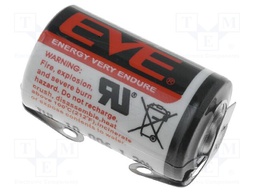 Battery: lithium; 3.6V; 1/2AA,1/2R6; soldering lugs; Ø14.5x25.4mm