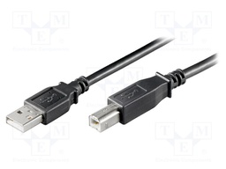 Cable; USB 2.0; USB A plug,USB B plug; 5m; black; Core: Cu; 480Mbps