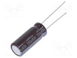 Capacitor: electrolytic; low impedance; THT; 150uF; 63VDC; ±20%