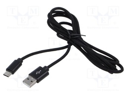 Cable; USB 2.0; USB A plug,USB C plug; gold-plated; 1.8m; black