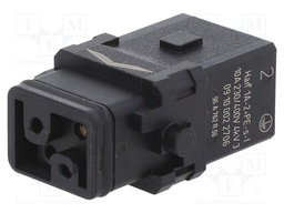 Connector: rectangular; female; Han 1A; PIN: 3; 2+PE; size 1A