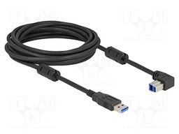 Cable; USB A plug,USB B plug 90° up/down; gold-plated; 5m; black