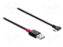 Cable; USB 2.0; gold-plated; 0.5m; black,red; 24AWG,28AWG; 480Mbps