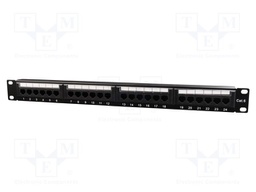 Patch panel; black; Number of ports: 24; Cat: 6; RJ45 socket x24