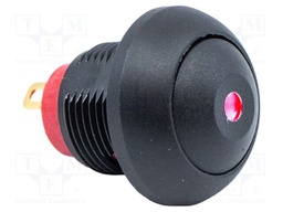 Switch: push-button; Pos: 2; SPST; 0.1A/50VDC; 0.125A/125VAC; black
