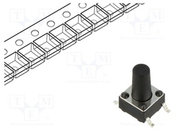 Microswitch TACT; SPST; Pos: 2; 0.05A/12VDC; SMT; 1.57N; 6x6x3.5mm