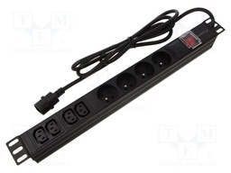 Plug socket strip: protective; Sockets: 4; 230VAC; 10A; black; 2m
