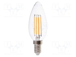 LED lamp; white warm; E14; 220÷240VAC; 400lm; P: 4W; 300°; 3000K