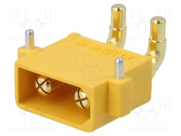 Socket; DC supply; XT30; male; PIN: 2; on PCBs; THT; Colour: yellow