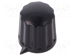 Knob; with pointer; ABS; Shaft d: 6mm; Ø12x12.8mm; black