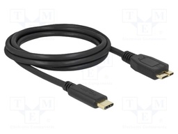 Cable; USB B micro plug,USB C plug; 2m; black; 22AWG,30AWG; 5Gbps