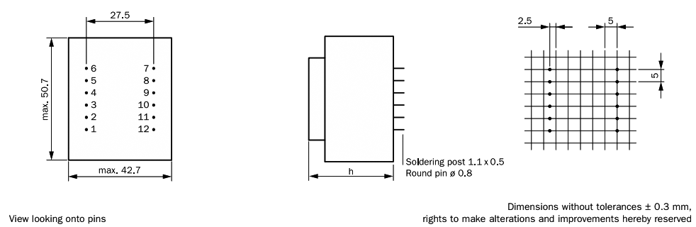 Transformer: encapsulated; 12VA; 230VAC; 18V; 667mA; Mounting: PCB
