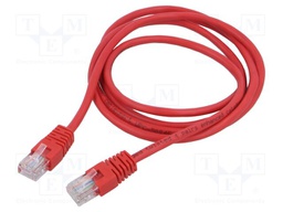 Patch cord; U/UTP; 5e; stranded; CCA; PVC; red; 1.5m; 26AWG
