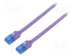 Patch cord; U/UTP; 6a; stranded; Cu; PVC; violet; Len: 0.5m; 32AWG