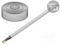 Wire; YDY; round; solid; Cu; 3x1,5mm2; PVC; white; 450/750V; 100m