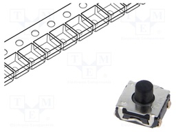 Microswitch TACT; SPST-NO; Pos: 2; 0.05A/32VDC; SMT; none; 6.25N