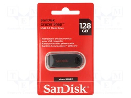 Pendrive; USB 2.0; 128GB; USB A; CRUZER SNAP; Colour: black