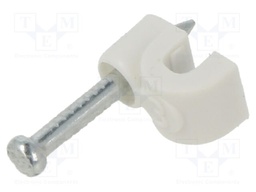 Holder; white; Application: on round cable; 50pcs; with a nail
