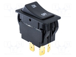 ROCKER SWITCH, DPST, 20A, 125VAC, BLACK